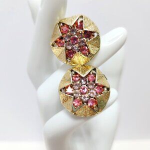 Vintage 6 Point Rhinestone Clip On Earrings #2017